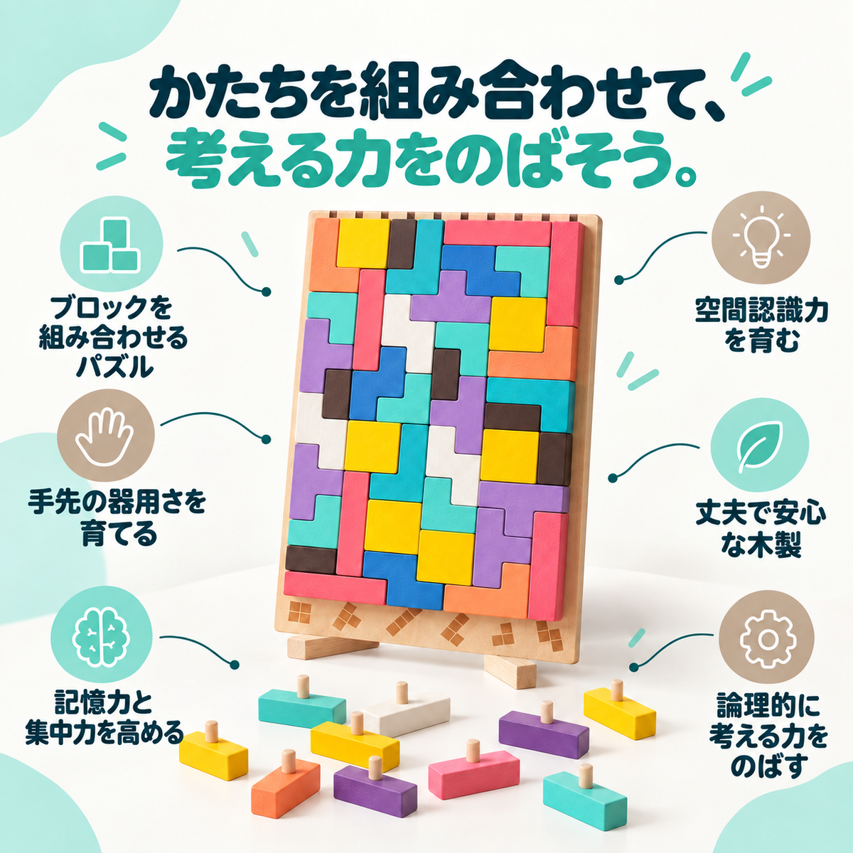 木製テトリスボード｜モンテッソーリ知育玩具