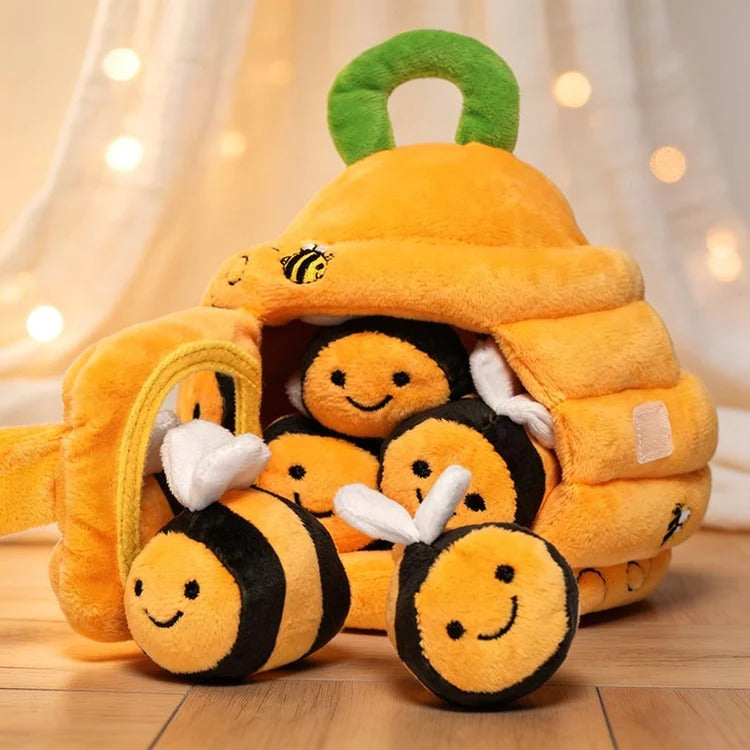 ミツバチの巣 ふわふわ布おもちゃと5匹のミツバチ