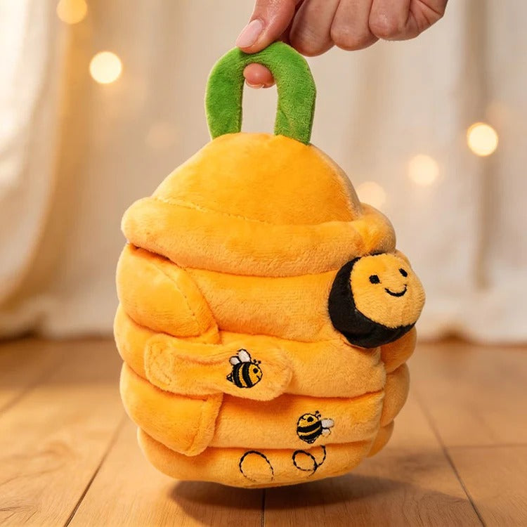 ミツバチの巣 ふわふわ布おもちゃと5匹のミツバチ