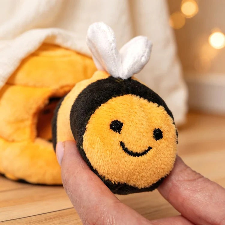 ミツバチの巣 ふわふわ布おもちゃと5匹のミツバチ